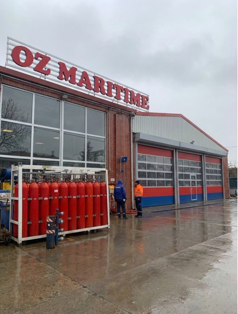OZ Maritime marine safety service station in Istanbul, Türkiye — CO2 cylinder and fire extinguisher servicing